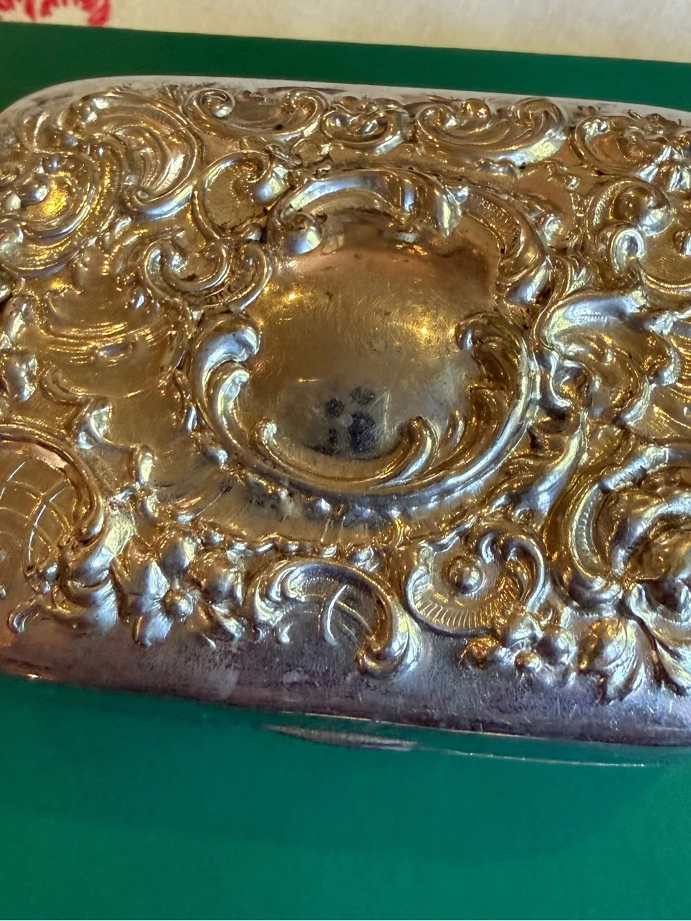 Antique Victorian Art Nouveau Silver- Plated Traveling Soap Box Trinket Casket